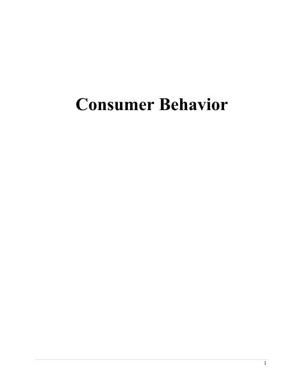 Consumer Behavior   Assignment PDF_1