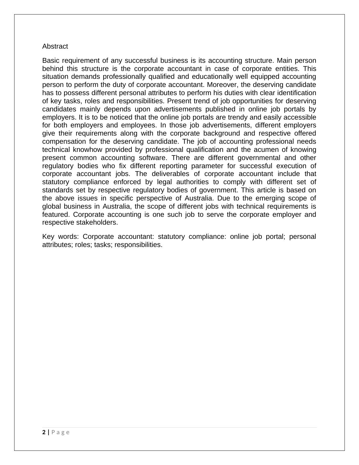 Corporate Accounting Job Opportunities and Requirements in Australia