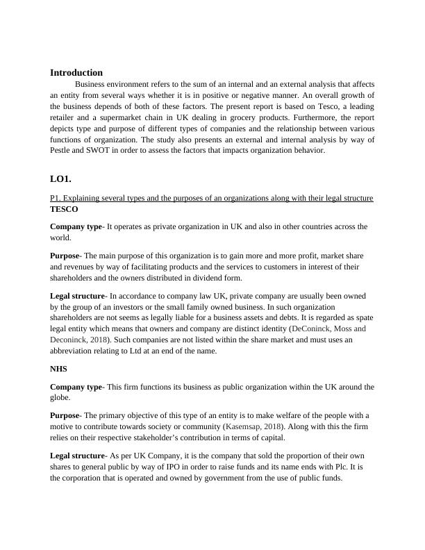 Types and Purposes of Organizations and Their Legal Structure Desklib