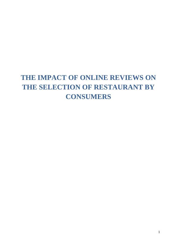 (PDF) The Influence of Online Reviews on Restaurants_1