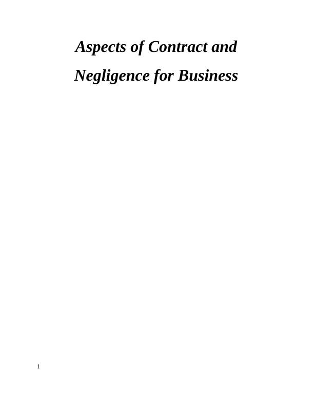 Aspects of Contract and Negligence for Business_1