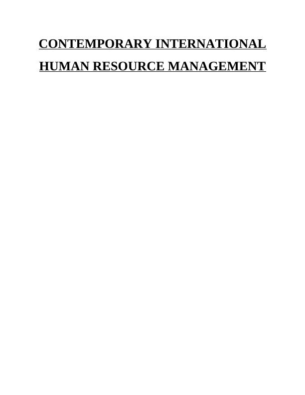 3 CONCLUSION 11 REFERENCES 11 INTRODUCTION Human Resource Management Incorporation_1