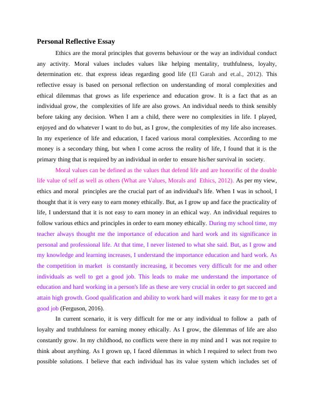 Personal Reflective Essay on Ethics and Moral Values_3