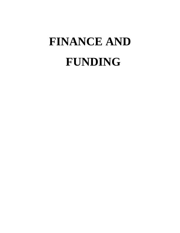 Finance and Funding Table of Contents_1