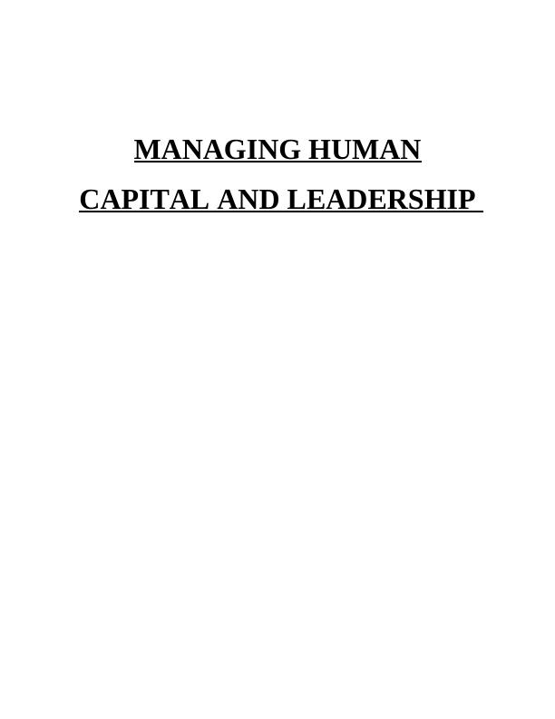 Human Capital Management and Leadership - Sample Assignment_1