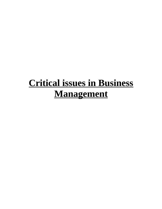 Critical issues in Business Management Assignment (Doc)_1