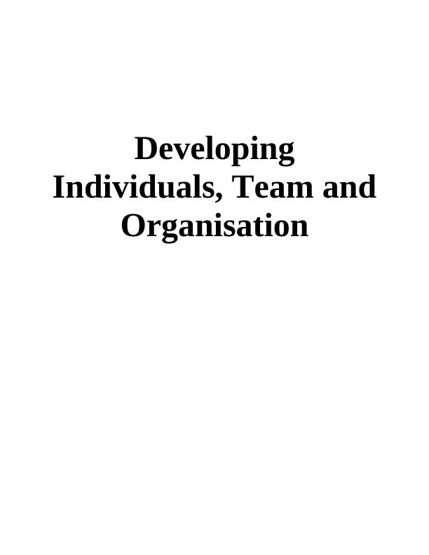 Developing Individuals, Team and Organisation - Whirlpool  Assignment_1