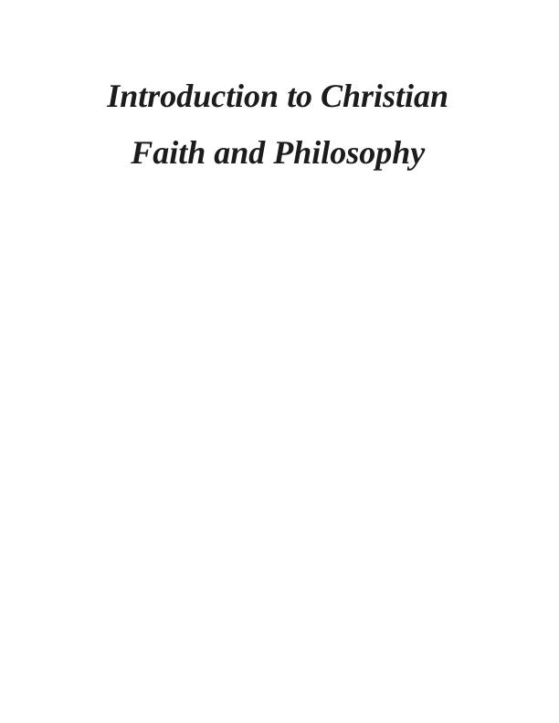 (PDF) A Christian Introduction to Philosophy