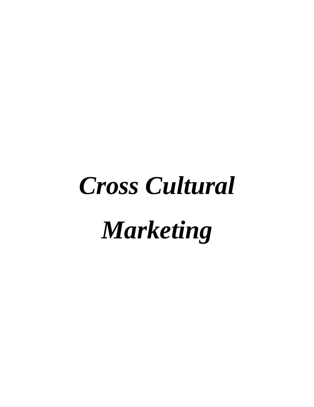 Cross Cultural Marketing - Desklib