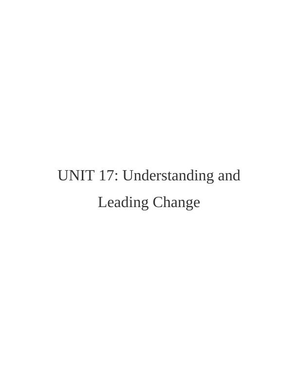 understanding and leading change hnd assignment