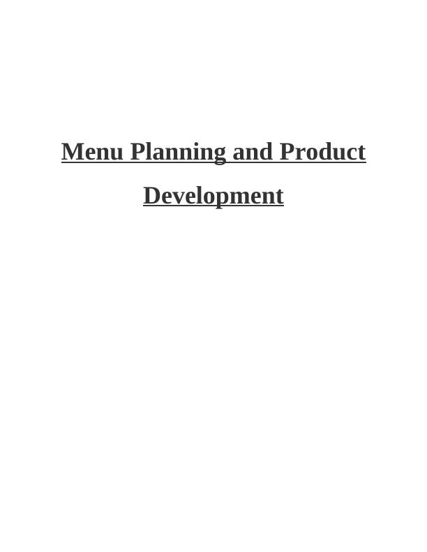 Table of Contents Introduction to Menu Planning and Product Development_1
