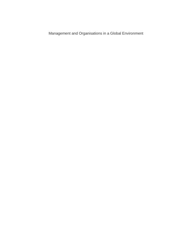 Management and Organisations in a Global Environment_1