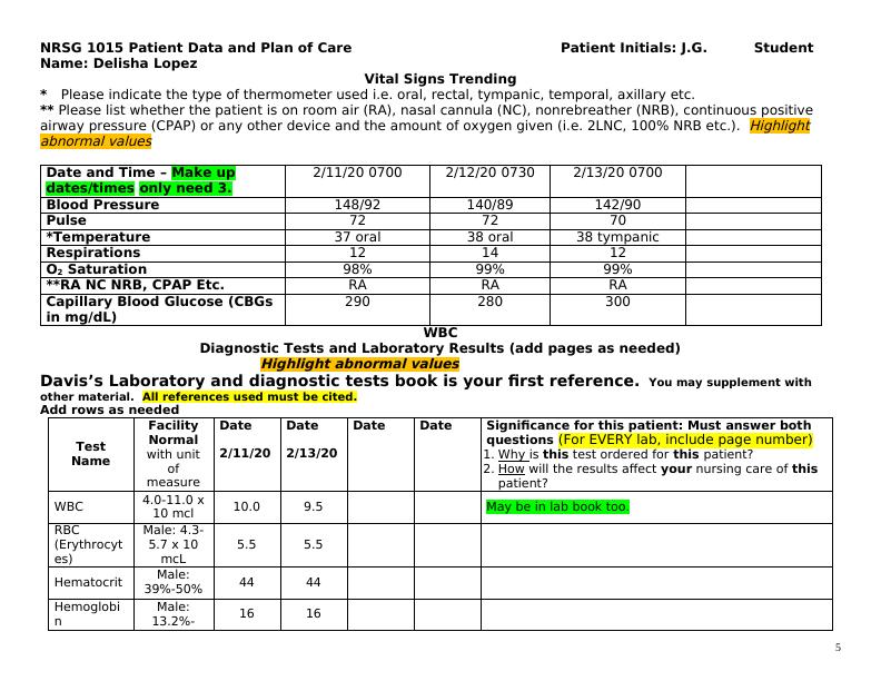 Diabetic Ulceration Patient Care Plan