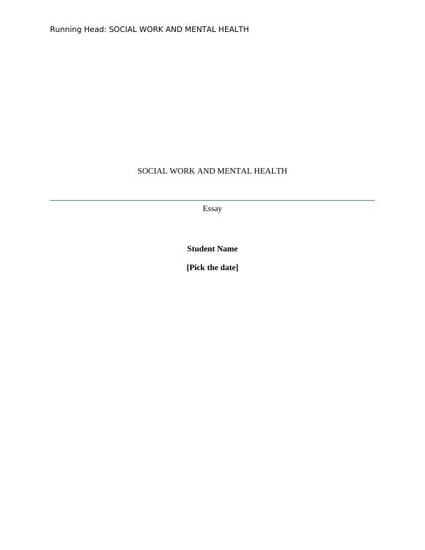 social work and mental health essay