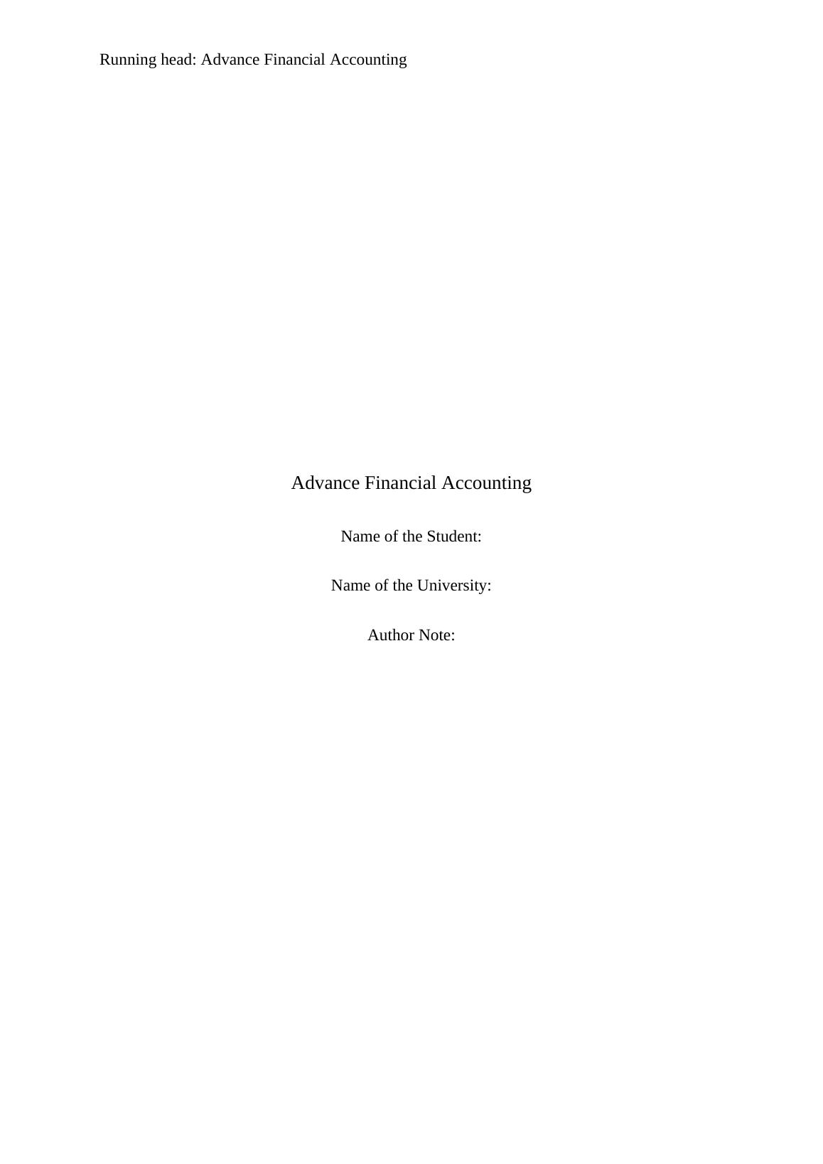 Advance Financial Accounting - Assignment_1