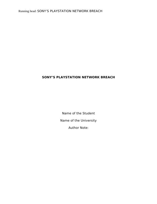 Sony’s PlayStation Data Breach Case Study