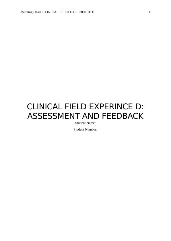 Clinical Field Experience Assesment