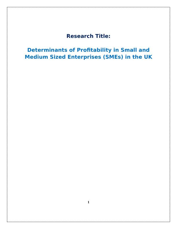 Determinants of Profitability in Small and Medium Sized Enterprises in the UK_2