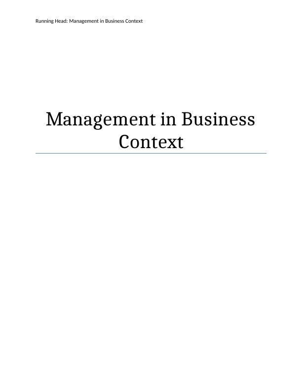 MGMT20144 Management and Business of the Organization | Assignment_1