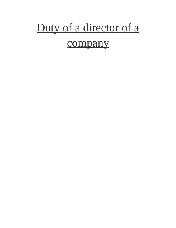 Duty of a director of a company_1
