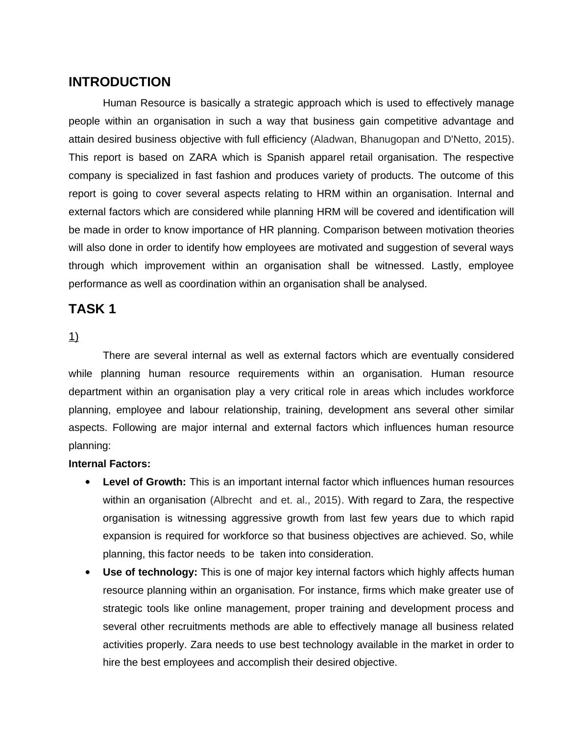 Zara Human Resource Management Human Resource Management - ZARA Sample Assignment