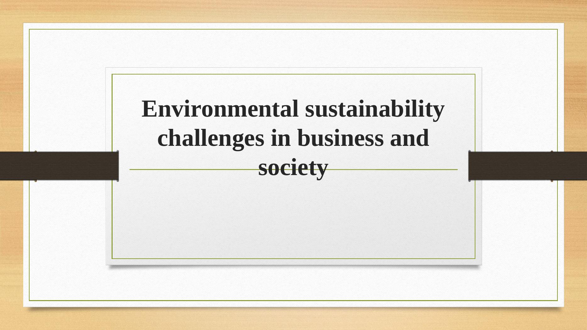 Environmental Sustainability Challenges In Business And Society