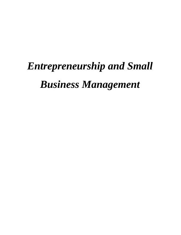 Assignment : Entrepreneurship and Small Business Management - Doc_1