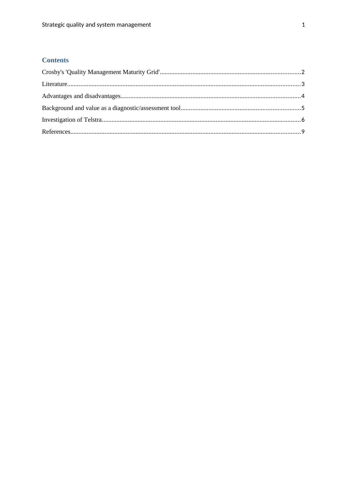 Crosby's Quality Management Maturity Grid