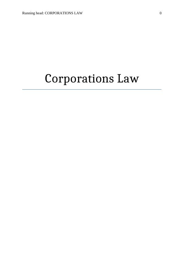 Corporations Law | Assignment_1