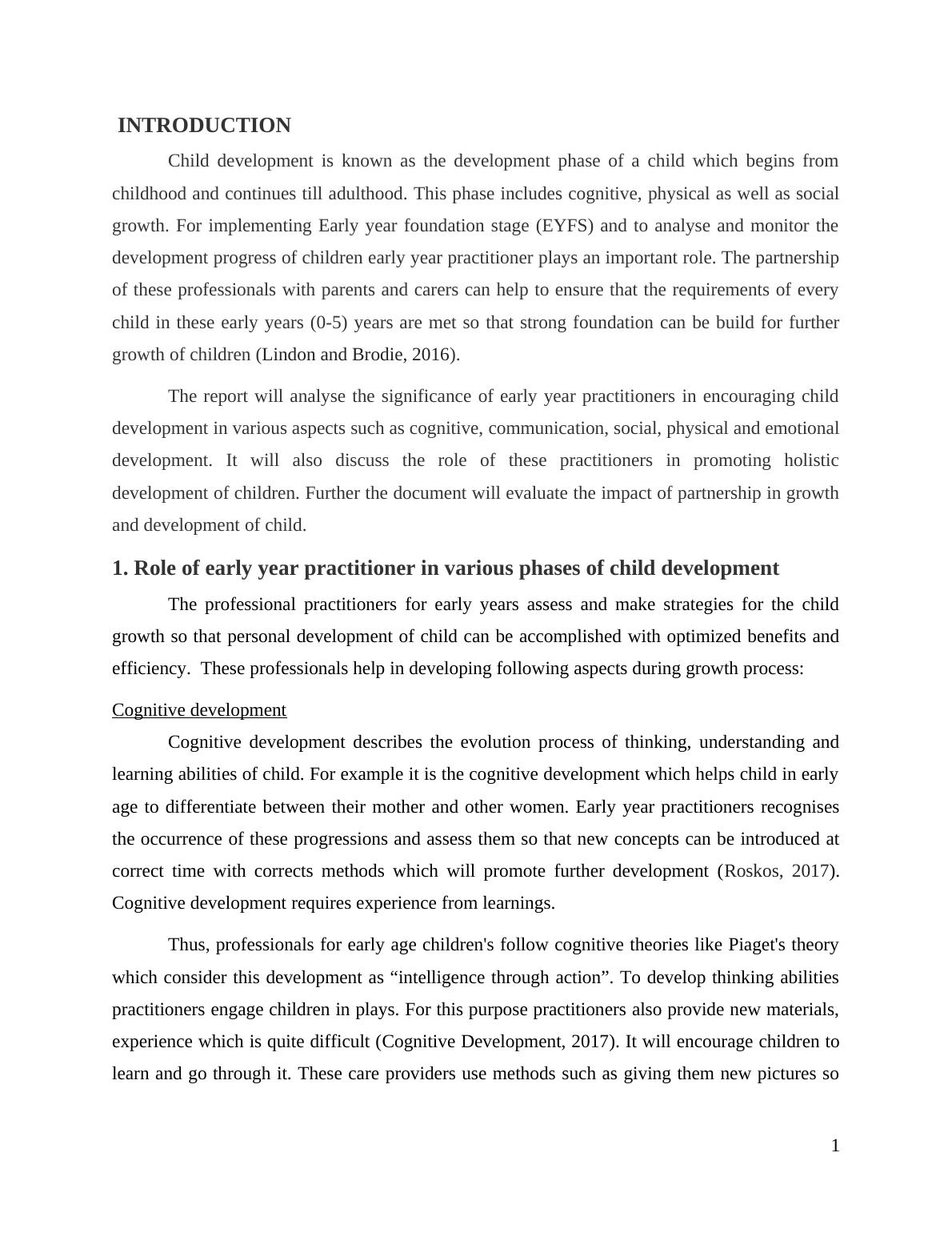 example cognitive child observation