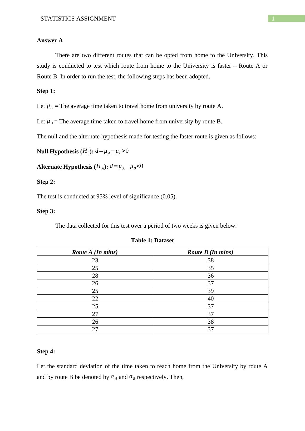 Statistics Assignment | Desklib