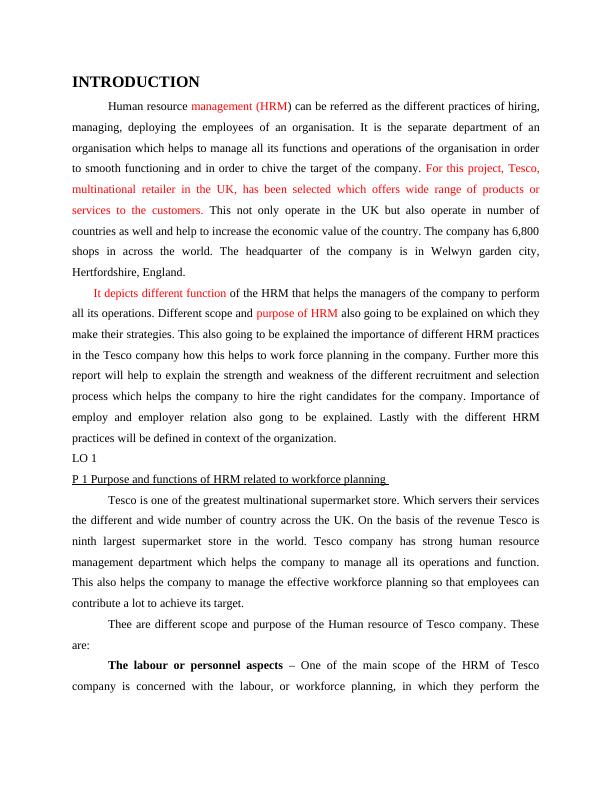 Human Resource Management in Tesco Purpose, Functions, and Practices