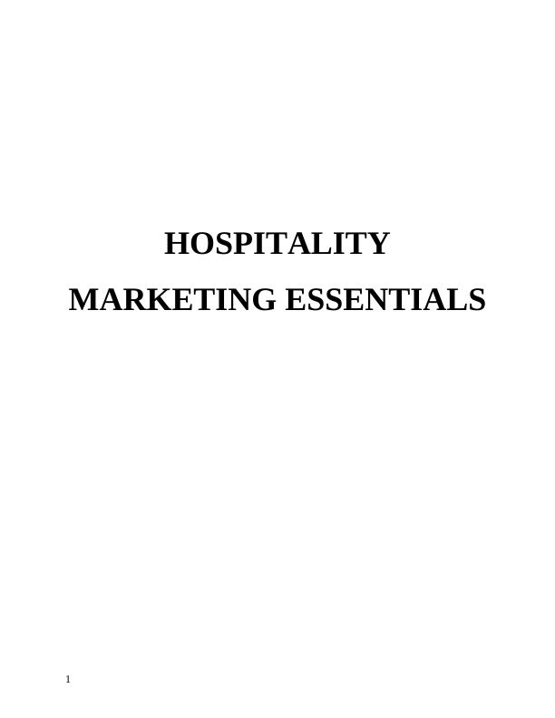 Hospitality Marketing Essentials Assignment - Hotel Hilton_1