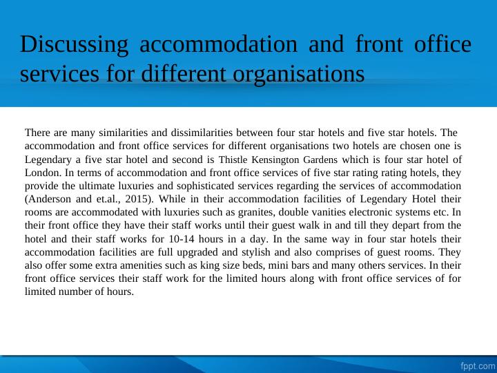 Accommodation and Front Office Services for Different Organisations_3