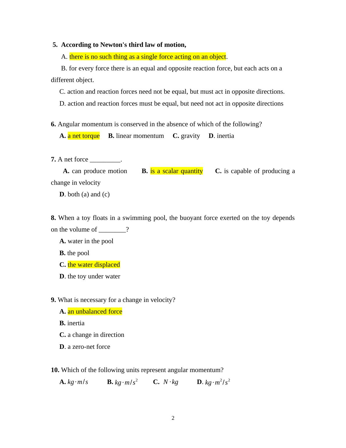 Assignment Multiple Choice Question and Answer Physics_2