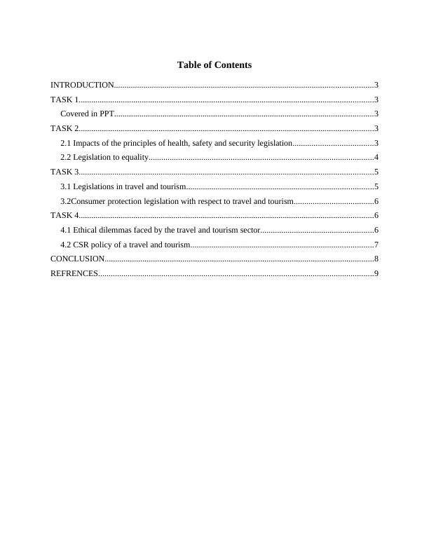 Legislation and Ethic in Travel and Tourism Sector Assignment_2