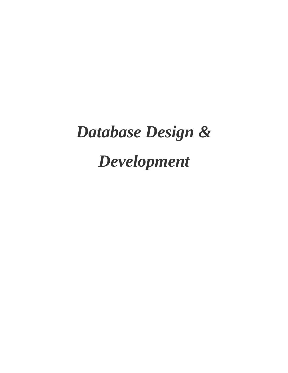 Database Design & Development Assignment_1