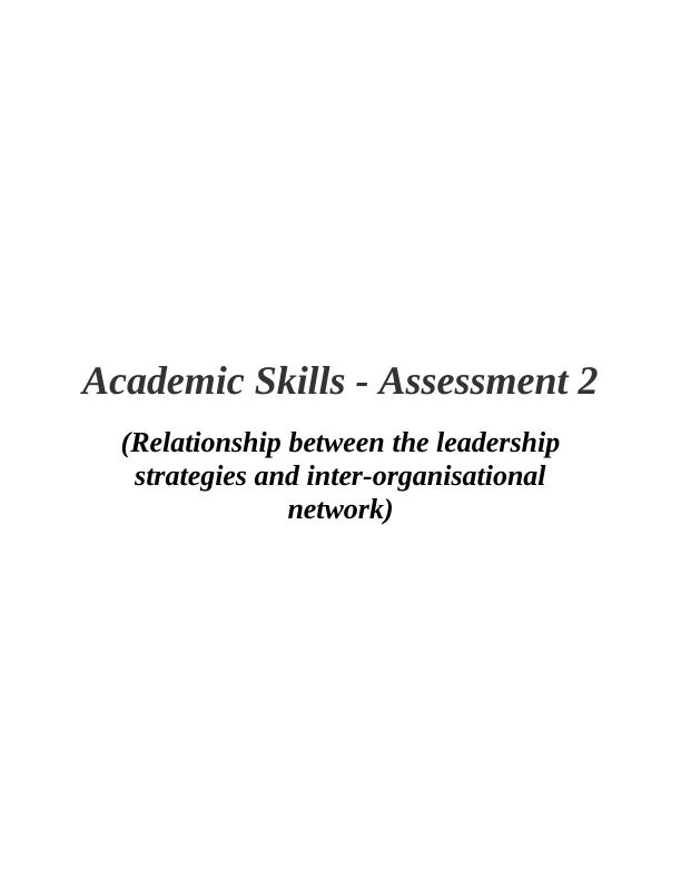 Relationship between Leadership Strategies and Inter-organisational Network_1