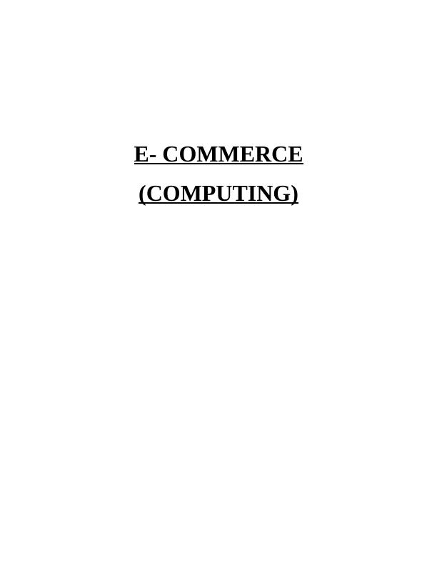 E-Commerce (Computing) Assignment_1