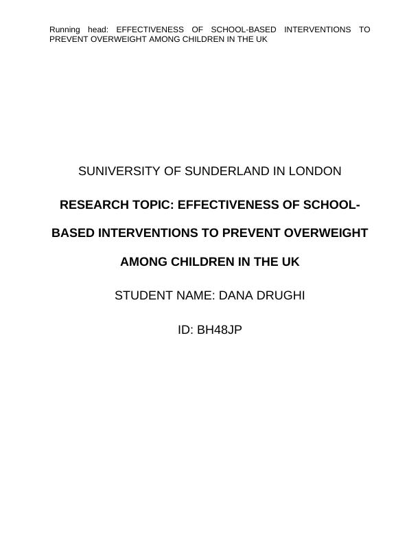Research Topic | Prevent Overweight among Children_1