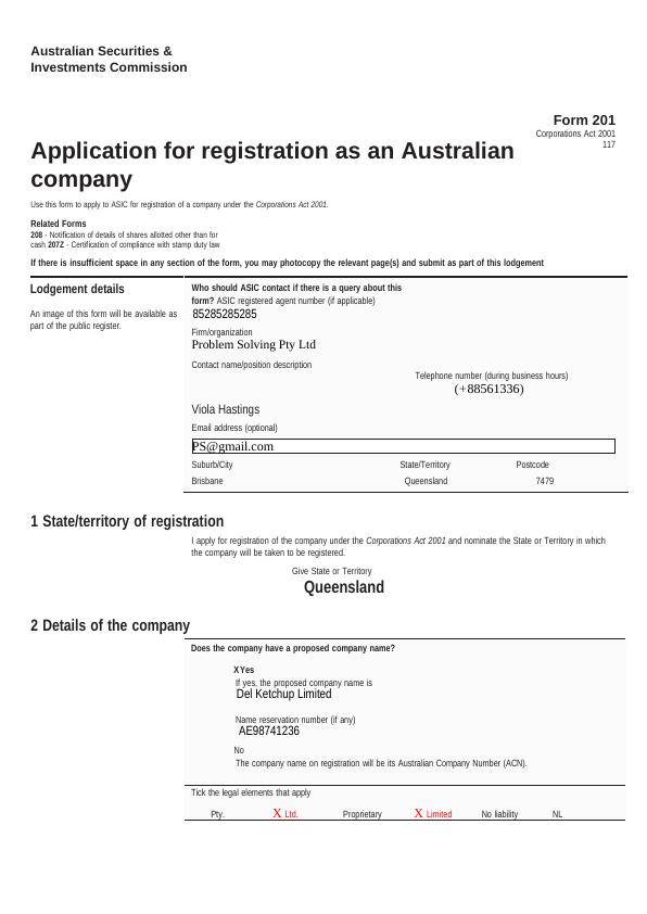 Application for registration as an Australian company - ASIC Form 201_1
