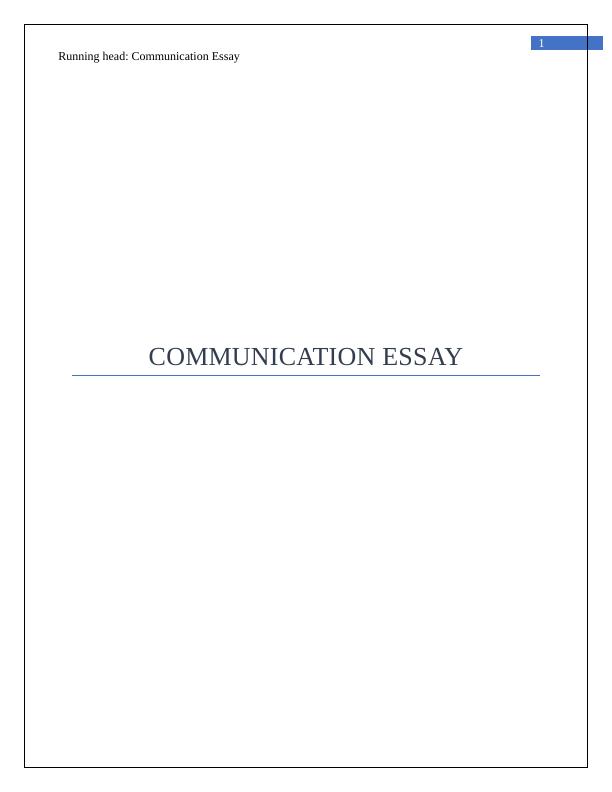 COMM12025 - Internal and External Communication, Communication Essay_1