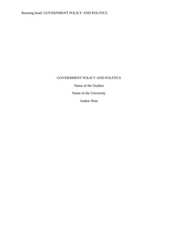 Assignment on Government Policy and Politics_1