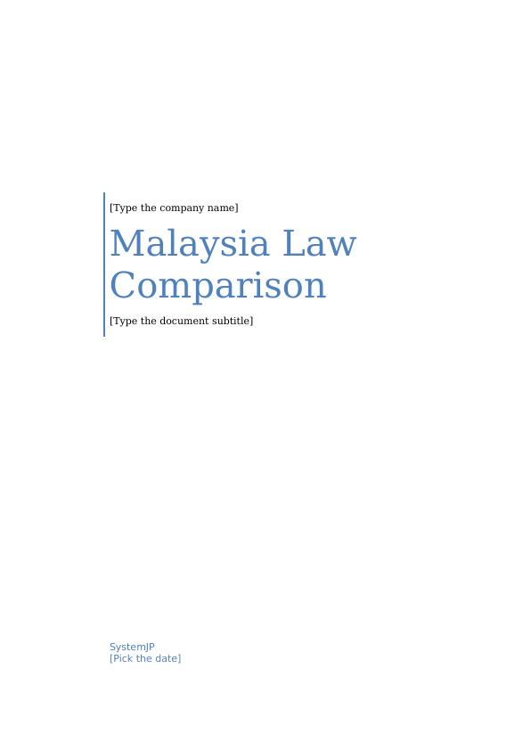 Malaysia Law Comparison Essay 2022_1