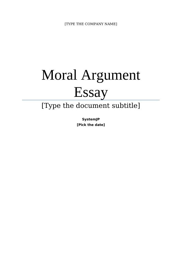 The        Moral      Argument    Essay_1