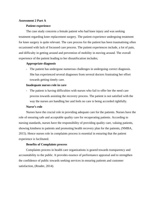 Nursing Case Study Knee Replacement Surgery
