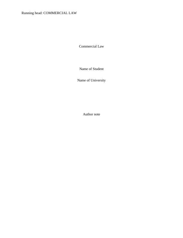 BULAW5914 Commercial Law - Case Study_1
