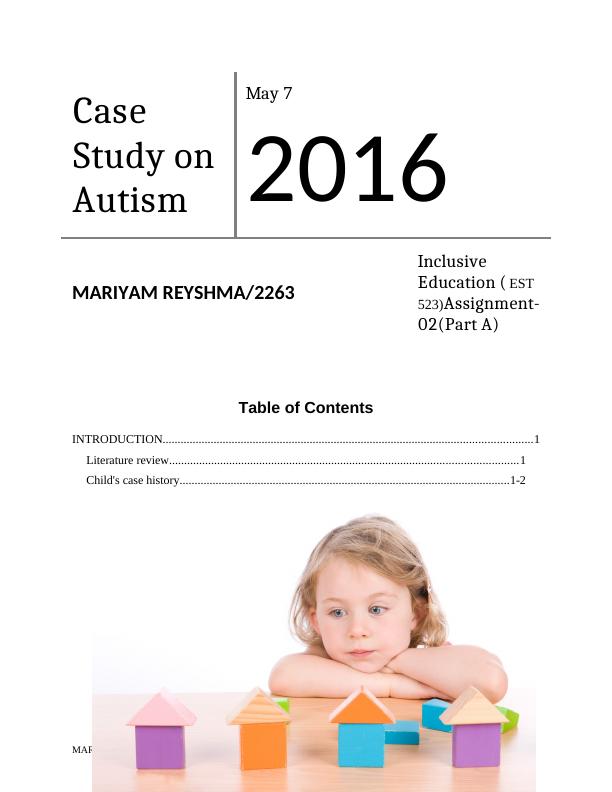 Study of Children with Autism : Report_1