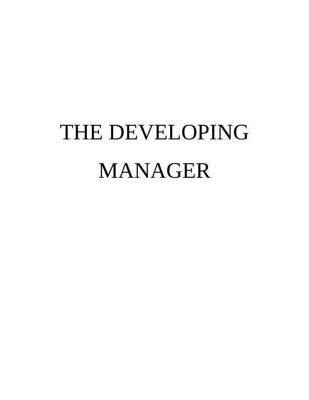 The Developing Managers Assignment_1
