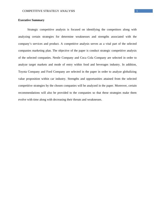 Paper on Strategic Competitive Analysis of Nestle - Desklib_2